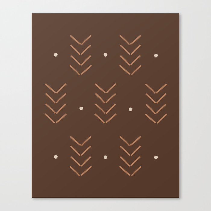 Arrow Lines Geometric Pattern 6 in Brown Shades Canvas Print