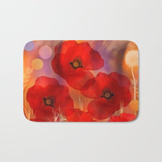 Hot summer poppies Bath Mat