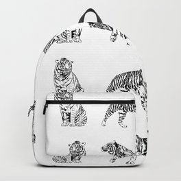 black and white tiger sketch Backpack