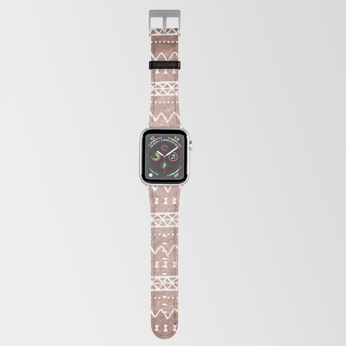 Brown and White Bow Tie Zig Zag Mud Cloth Pattern Apple Watch Band