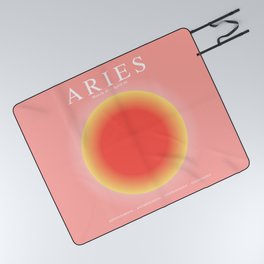 Aries - Astrology Zodiac Aura Gradient Picnic Blanket