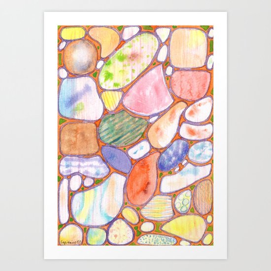 Friendly Colorful Pebbles Pattern Art Print