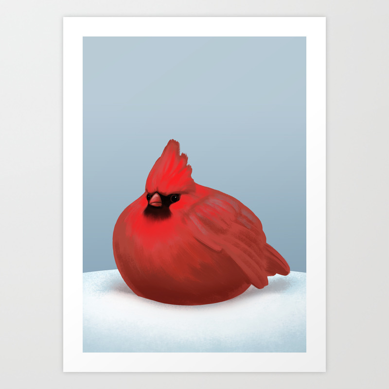 After Christmas cardinal bird Art Print by ikerpazstudio | Society6