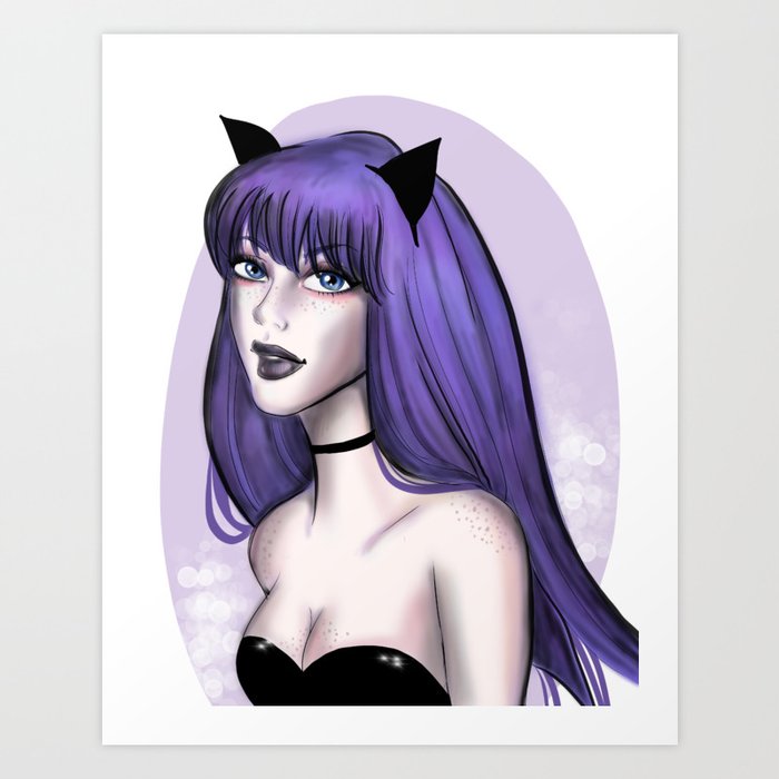 Purple Haired Cat Girl Art Print By Doubtful Society6