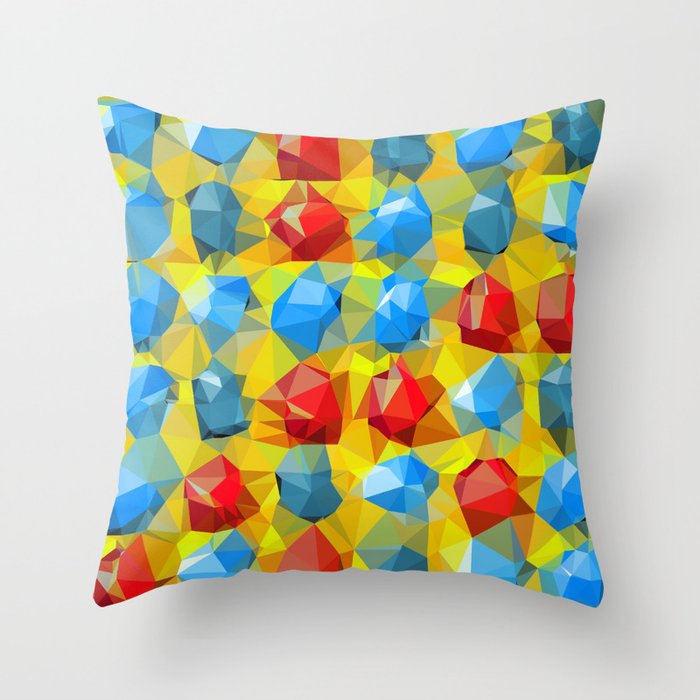 Geometric Polygon Abstract Pattern Yellow Blue Red Throw Pillow By