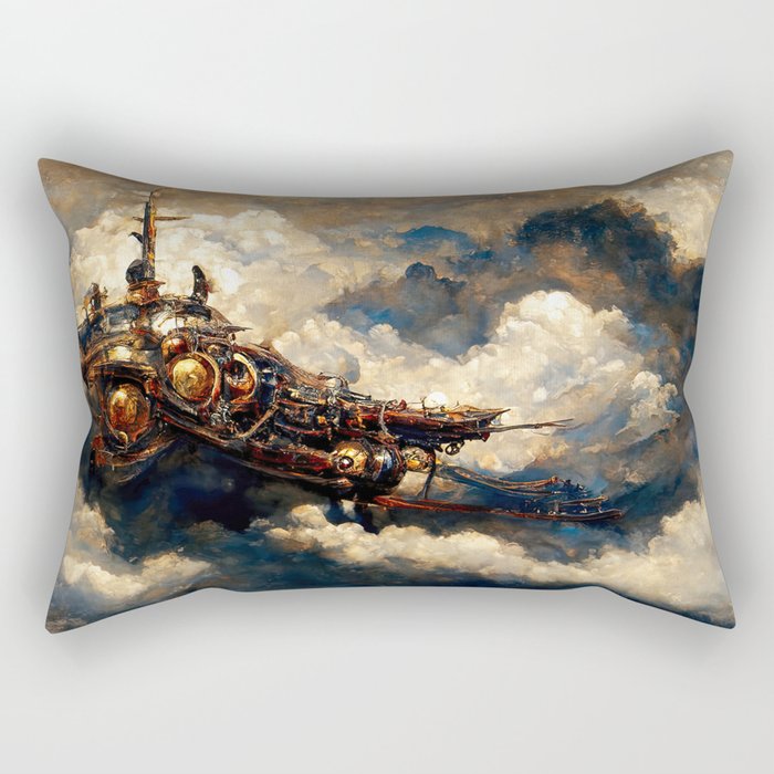Steampunk flying ship Rectangular Pillow