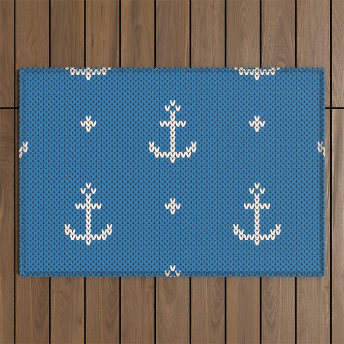 knitted anchor Outdoor Rug