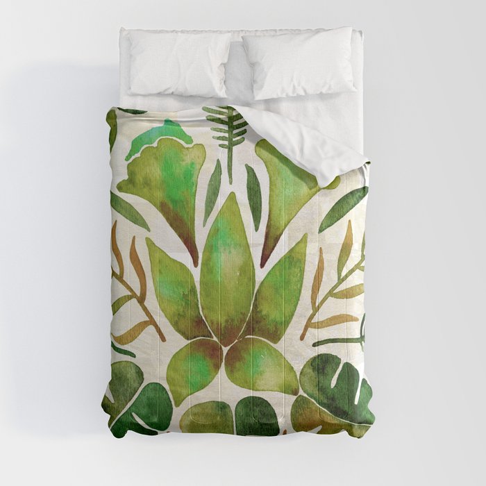 Tropical Symmetry – Olive Green Comforter