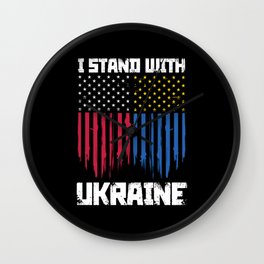 Stand for Ukraine US Banner Ukrainian colors Wall Clock