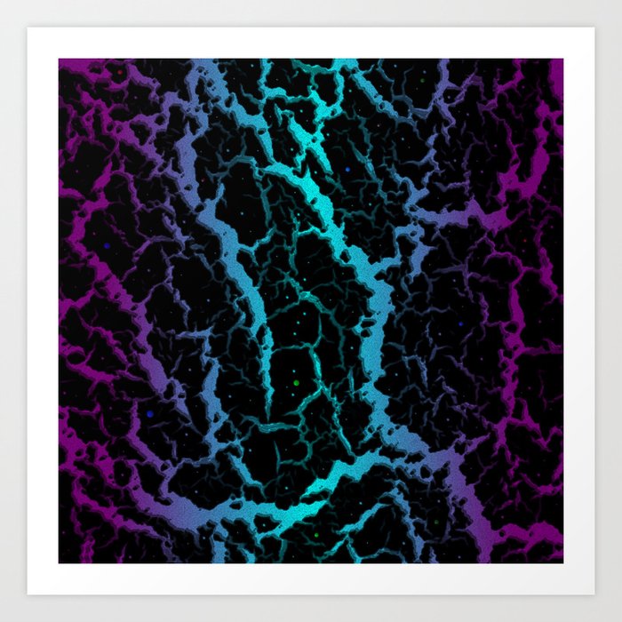 Cracked Space Lava - Purple/Cyan Art Print