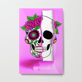 ripped beautiful skull facade Metal Print | Spookycute, Delosmuertos, Bareskull, Mexicanallsaints, Mexicanskull, Pinklover, Rippedskull, Decorativeskull, Halloween2021, Pinkskull 