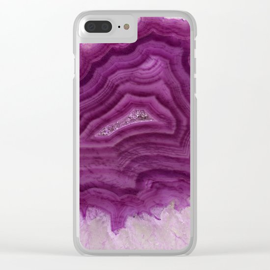 Pink agate crystal Clear iPhone Case