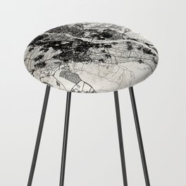 Black&White Giza (Egypt) Map Counter Stool