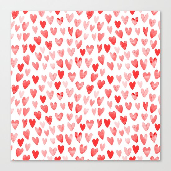 Watercolor heart pattern perfect gift to say i love you on valentines day Canvas Print