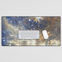 Abstract brown sky blue glitter galaxy nebula pattern Desk Mat