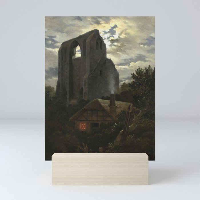  Ruins of the Eldena Monastery with cottage near Greifswald in Moonlight - Carl Gustav Carus Mini Art Print