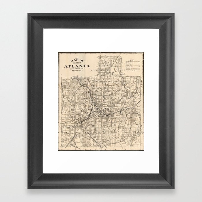 1906 Map of Atlanta, GA Framed Art Print