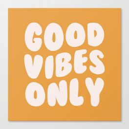 Good Vibes Only Yellow Canvas Print