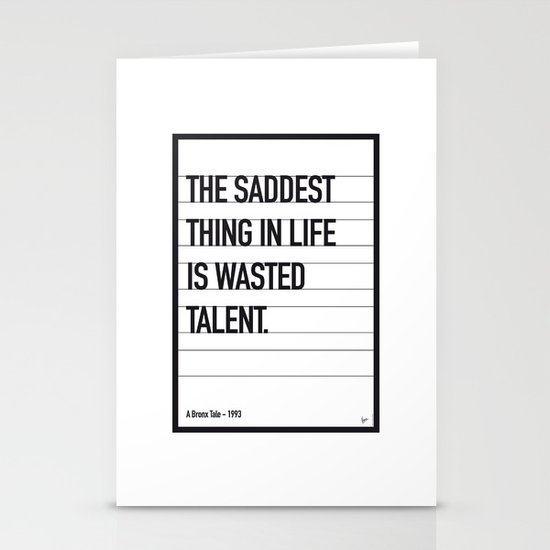 My Bronx Tale Movie Quote poster Stationery Cards