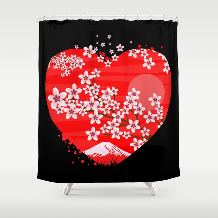 Cherry Blossom Heart Shower Curtain