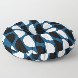 Abstraction_NEW_GEOMETRIC_BLUE_BLACK_WHITE_PATTERN_POP_ART_0311A  Floor Pillow