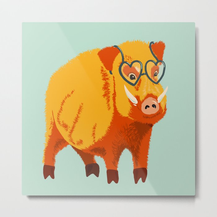 Funny Boar Pig Cute Geek Metal Print