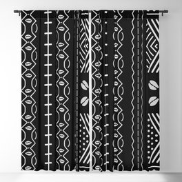 Black mudcloth with shells Blackout Curtain