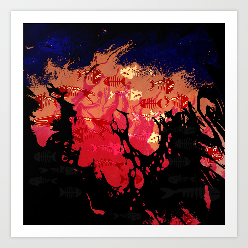 Halloween Night For The Fish Art Print By Jugglingelephants Society6