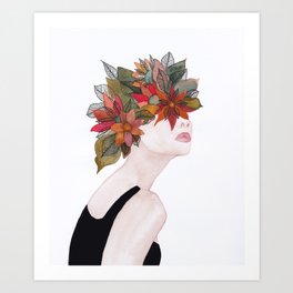 Woman in flowers, watercolor 2 Art Print