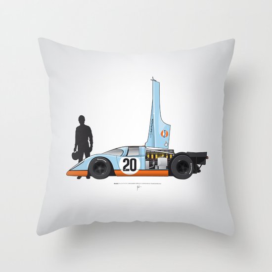 Outline Series N.º4, Steve McQueen, Porsche 917, Le Mans movie 1971 Throw Pillow