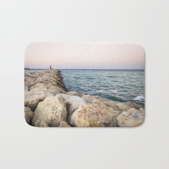 Sunset at the seawall Bath Mat