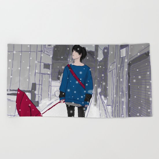 In The Snow Beach Towel