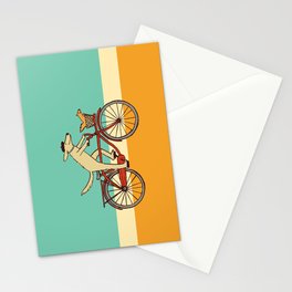 Cycling Dog with Squirrel Friend Stationery Card