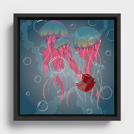 Jellyfish Lands Framed Canvas