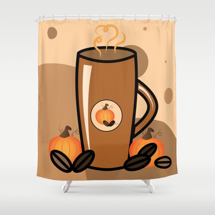 Fall Pumpkin Spice Latte Mug Design Shower Curtain