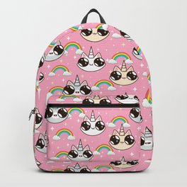 cats unicorns and a rainbow. unicorn cats on a pink background. Backpack | Pink, Print, Animal, Love, Magic, Character, Star, Pet, Pattern, Kawaii 