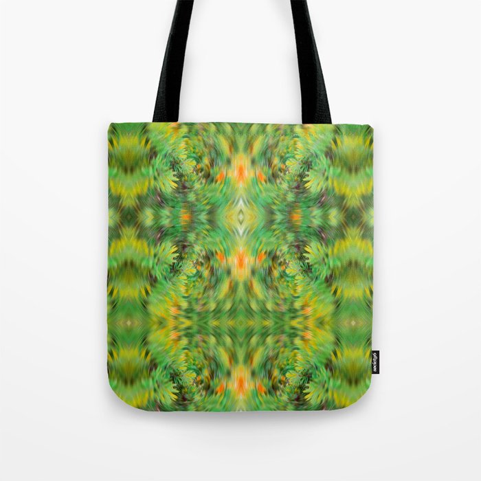 Psychedelic Green Leaves Tote Bag
