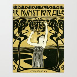 Art Nouveau Vintage Poster by Koloman Moser - Kunst fur Alle - Art for Everyone Poster
