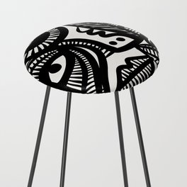 Black and White Cubist Self Portrait of the Artist by Emmanuel Signorino  Counter Stool