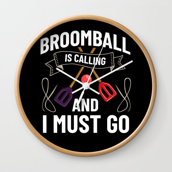 Broomball Stick Game Ball Player Wall Clock