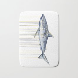 Tiger Shark Bath Mat | Blue, Drip, Fish, Modern, Predator, Deep, Drips, Painting, Tiger, Sea 