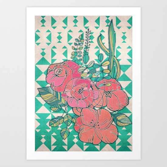 Triangles & Roses Art Print