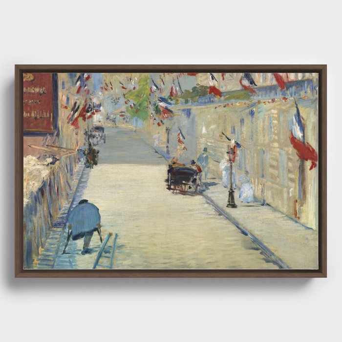 Edouard Manet The Rue Mosnier with Flags (1878) Framed Canvas