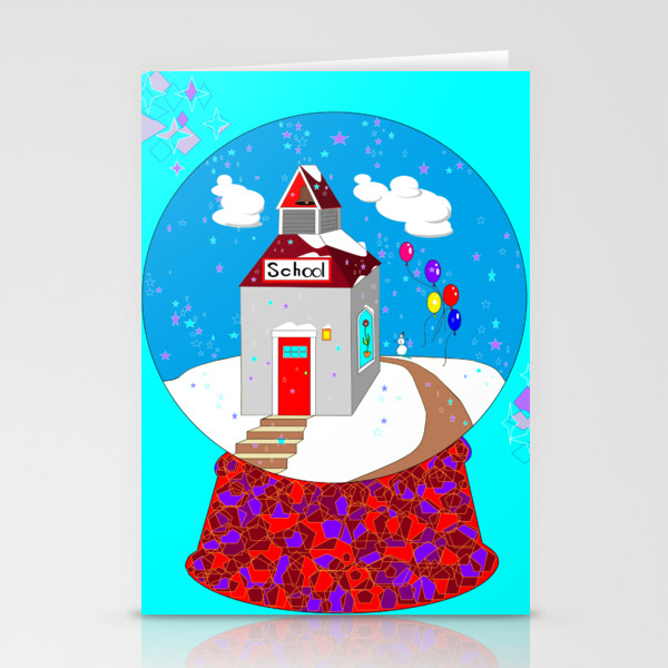 A Winter Wonderland Snow Globe School House Stationery Cards By Judysnyder007 Society6