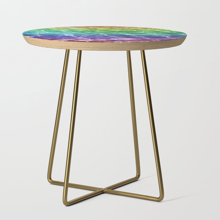 Shimmering Rainbow Liquid Metallic Water  Side Table