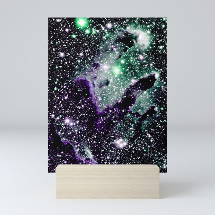 Eagle Nebula Pillars of Creation Dark: Purple Seafoam Mint Mini Art Print