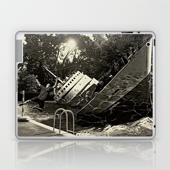 Sinking into the Pool Black and White Laptop & iPad Skin