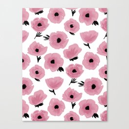 Abstract Poppies in Mauve Tones Canvas Print