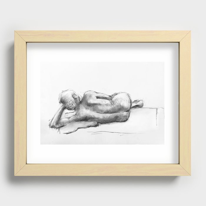 Languorous | Charcoal Figurative Sketch Recessed Framed Print
