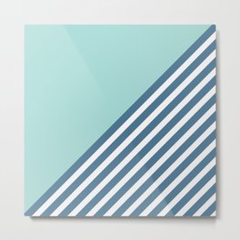 Color Block & Stripes Geometric Print, Turquoise and Teal Metal Print